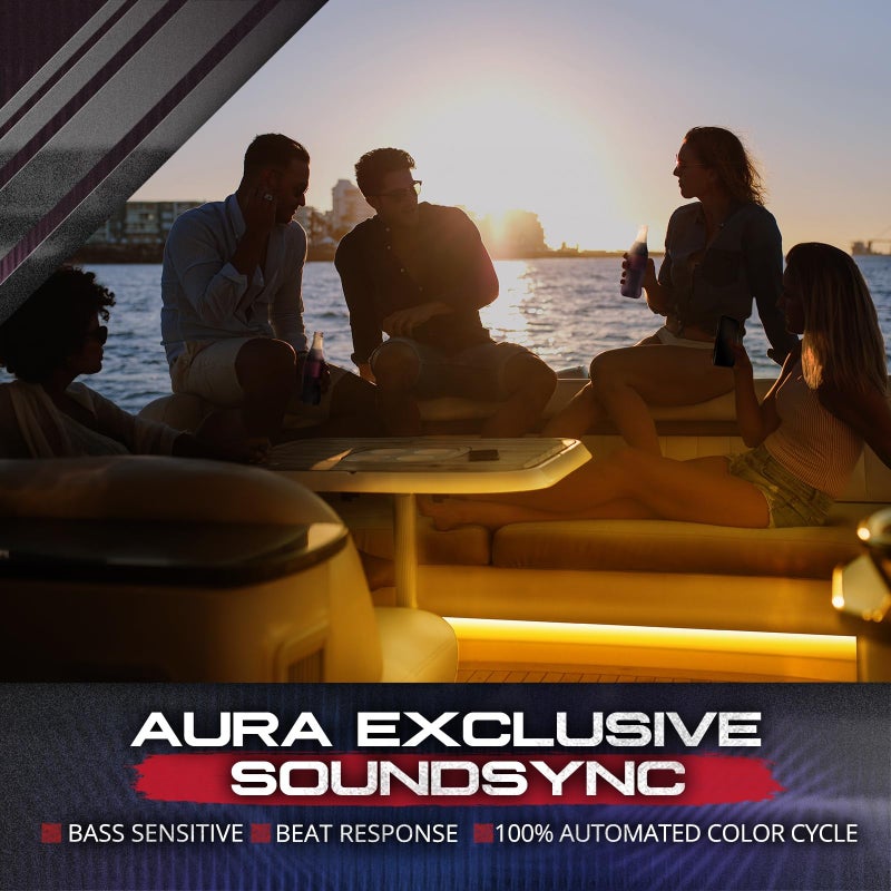 OPT7 أضواء قارب بحرية LED من OPT7 AURA، شريط إضاءة داخلي RGB مع مزامنة الصوت، وضع ألوان متعددة، تحكم عن بُعد لاسلكي، ضوء سطح IP67 مقاوم للماء لقارب البونتون وصيد السمك وقارب الباس واليخت والكاياك، 12 فولت - Image 4